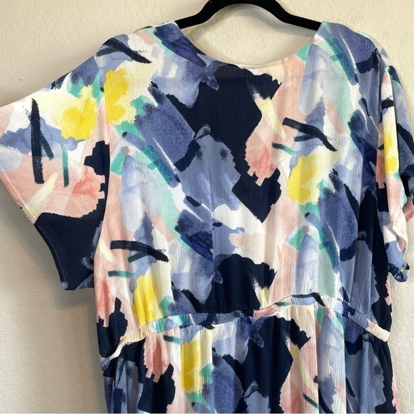 Torrid Babydoll Gauze Surplice Tunic Top Colorful Boho Stretchy Shirt Size 3XL - Picture 9 of 10